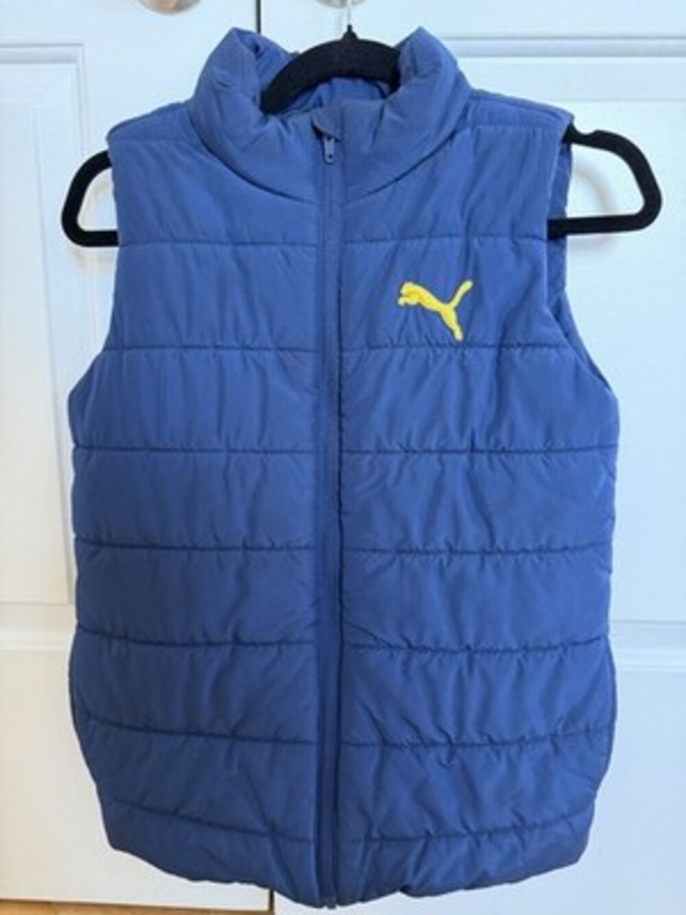 PUMA Boys' Full Zip Mock Neck Quilted Puffer Vest Blue, Size M (10-12)